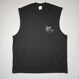 Maui Hawaii Men's XL Tank Top Tribal Shark Front & Back Graphic Black